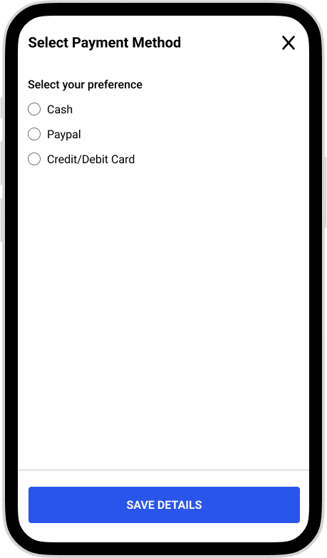 Screen 14. Payment options