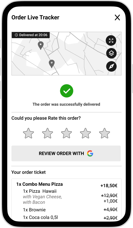 Screen 22. Order delivered with rating