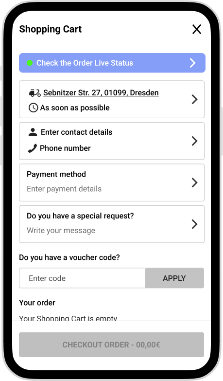 Screen 23. Shopping card with live tracker