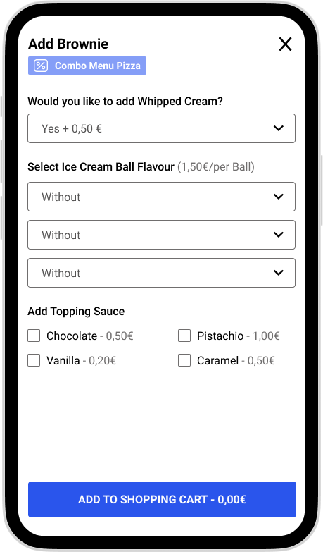 Screen 9. Customise Dessert